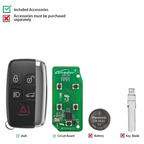 [UK/EU Ship] 5Pcs Lonsdor JLR 2010-2018 Universal Smart Key for Land Rover & Jaguar 315MHz/433MHz 2-in-1