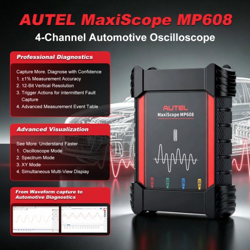 NEW AUTEL MaxiScope MP608 4-Channel Automotive Oscilloscope for Advanced Vehicle Electrical Diagnostics Free Update