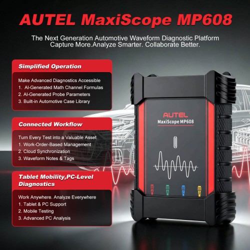 NEW AUTEL MaxiScope MP608 4-Channel Automotive Oscilloscope for Advanced Vehicle Electrical Diagnostics Free Update