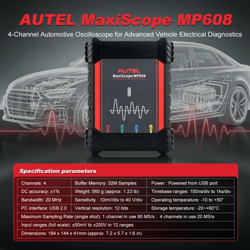 NEW AUTEL MaxiScope MP608 4-Channel Automotive Oscilloscope for Advanced Vehicle Electrical Diagnostics Free Update