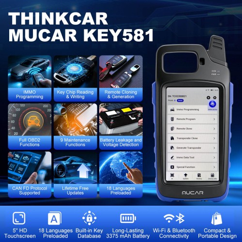 MUCAR KEY581 Key Programmer ALL-IN-ONE Professional Key Programming & OBDⅡ Diagnostic Tool