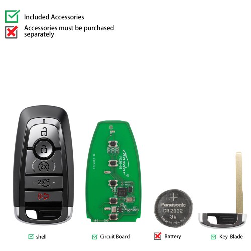 LONSDOR FO3H-02 High Frequency Remote Key for Ford Supports ID46 ID49, 868/902MHZ