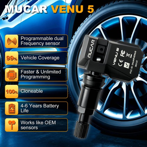 MUCAR VENU5 Tire Pressure Sensors Support 315MHz & 433MHz Dual Frequency 4PCS/Set.