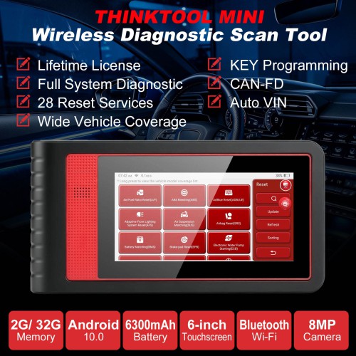 THINKCAR THINKTOOL MINI Scanner OE-level Full System Diagnostic Supports 28+ Languages 28 Reset Functions