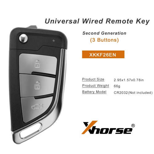 [5Pcs/Lot] XHORSE XKKF26EN Knife II Style Flip Key 3 Buttons Second Generation Universal Wired Remote Key