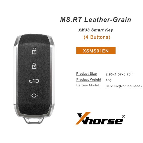 [5Pcs/Lot] XHORSE XSMS01EN MS.RT Leather-Grain XM38 Smart Key 4 Buttons