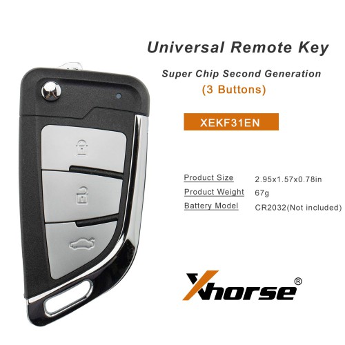 [5Pcs/Lot] XHORSE XEKF31EN Knife II Style with Super Chip Second Generation Universal Remote Key (XT57B - Foldable 3-Button)