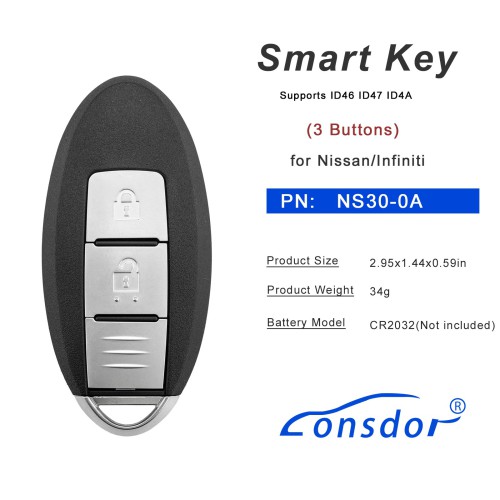 Lonsdor NS30-0A NS30 for Nissan/Infiniti Smart Key 3 Buttons Supports ID46 ID47 ID4A