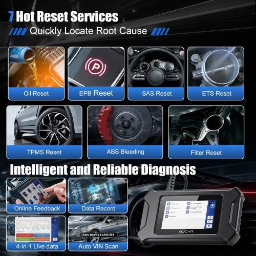 MUCAR CS6 Diagnostic Scanner Supports 6 System Diagnoses, 7 Reset Services, Full OBD2 Functions