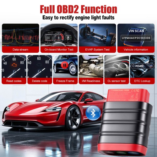 THINKCAR THINKDIAG MINI OBD2 Scanner Full System Diagnostics Supports Full OBD2 Diagnostic Functions AutoVIN 15+ Languages Lifetime Free Upgrade