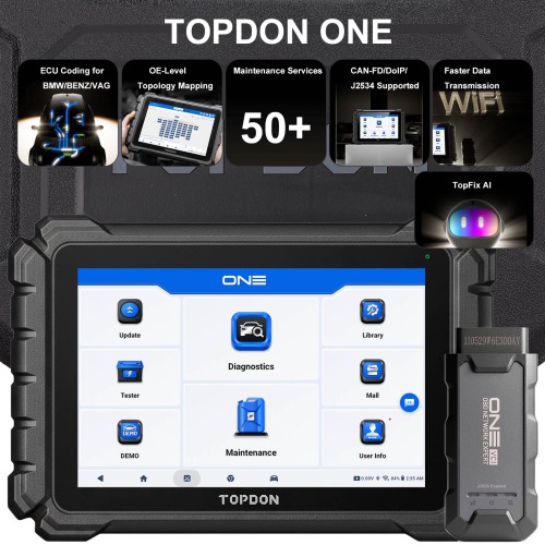 TOPDON ONE Professional Diagnostic Tool Supports 50+ Maintenance Functions TopFix AI J2534 Pass-Thru Programming