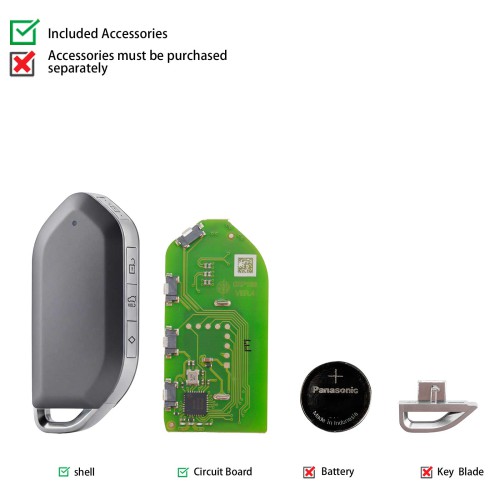 [5Pcs/Lot] XHORSE XSKA86EN QI.Y EV XM38 Smart Key Basalt Gray 4 Buttons