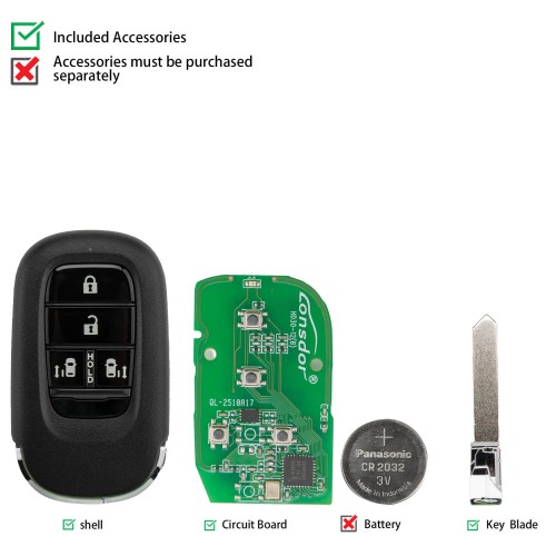 Lonsdor HD30-13 HD30 Smart Key 4 Buttons for Honda Supports ID46 ID47 ID4A