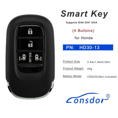 Lonsdor HD30-13 HD30 Smart Key 4 Buttons for Honda Supports ID46 ID47 ID4A