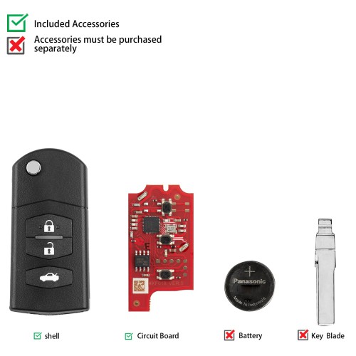 [5Pcs/Lot] XHORSE XKMA20EN MA.ZD Second Generation Wired Remote Keys Folding 3 Buttons