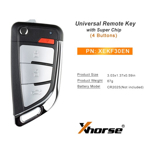 [5Pcs/Lot] XHORSE XEKF30EN Knife II Style with Super Chip Second Generation Universal Remote Key (XT57B - Foldable 4-Button)
