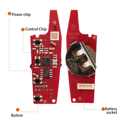 [5Pcs/Lot] XHORSE XKFEF4EN FA.LL Style Flip Key 4 Buttons Bright Red Second Generation Universal Wired Remote Key