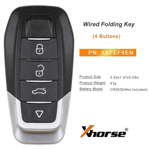 [5Pcs/Lot] XHORSE XKFEF4EN FA.LL Style Flip Key 4 Buttons Bright Red Second Generation Universal Wired Remote Key
