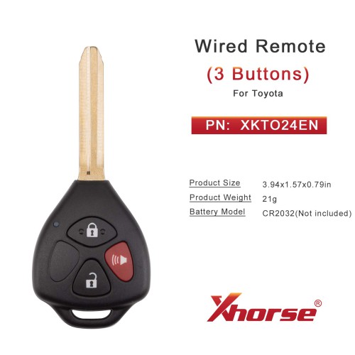 [5Pcs/Lot] XHORSE XKTO24EN for Toyota Models Right 3 Buttons Triangle Second Generation Wired Remote Key