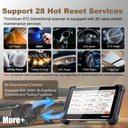 THINKSCAN 672 Diagnostic Scanner Supports Multi Languages CAN-FD Protocol 28+ Reset Functions IMMO Key Matching