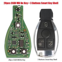20pcs/lot Original CGDI MB Be Key with Smart Key Shell 3 Button for Mercedes Benz Complete Key Package Get 20 Free Tokens