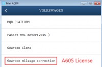 [Authorization] Yanhua ACDP A605 License for VW/Audi Gearbox Mileage Correction needs to work with ACDP Module 13/ Module 21