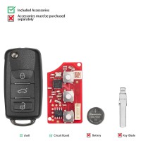 [5Pcs/Lot] XHORSE XKB512EN Second Generation Folding Key B5 Type 3 Buttons Waterproof Universal Remote Key