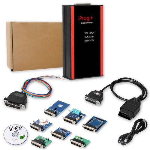 V87 Iprog+ Iprog Pro ECU Programmer With 7 Adapters plus Iprog PCF79xx SD-Card Adapter Support Key Programming/ Odometer Correction/ Airbag Reset