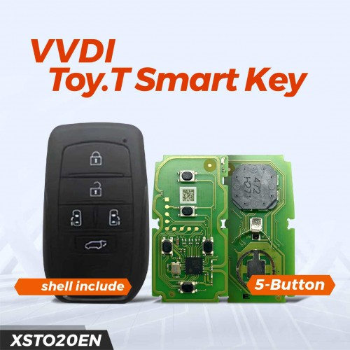 Xhorse XSTO20EN Toyota XM38 Smart Key 5 Buttons PCB Board with Key Shell 10pcs/lot