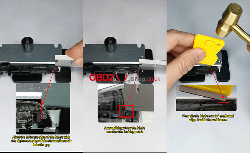 disassemble bmw bcp key using yanhua btool bcp kit 03